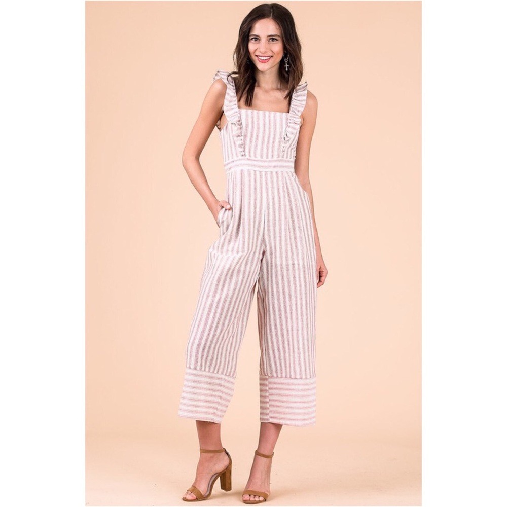 Clearance. Last one (S). Striped ruffle jumpsuit - Picture 2 of 3